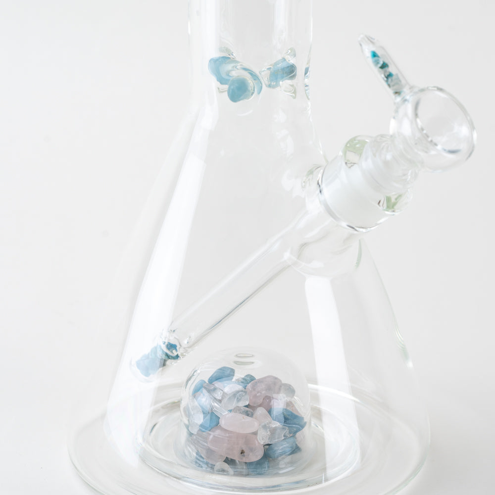 15" Glassfinity Beaker with American Color: North Star Blue Stardust.