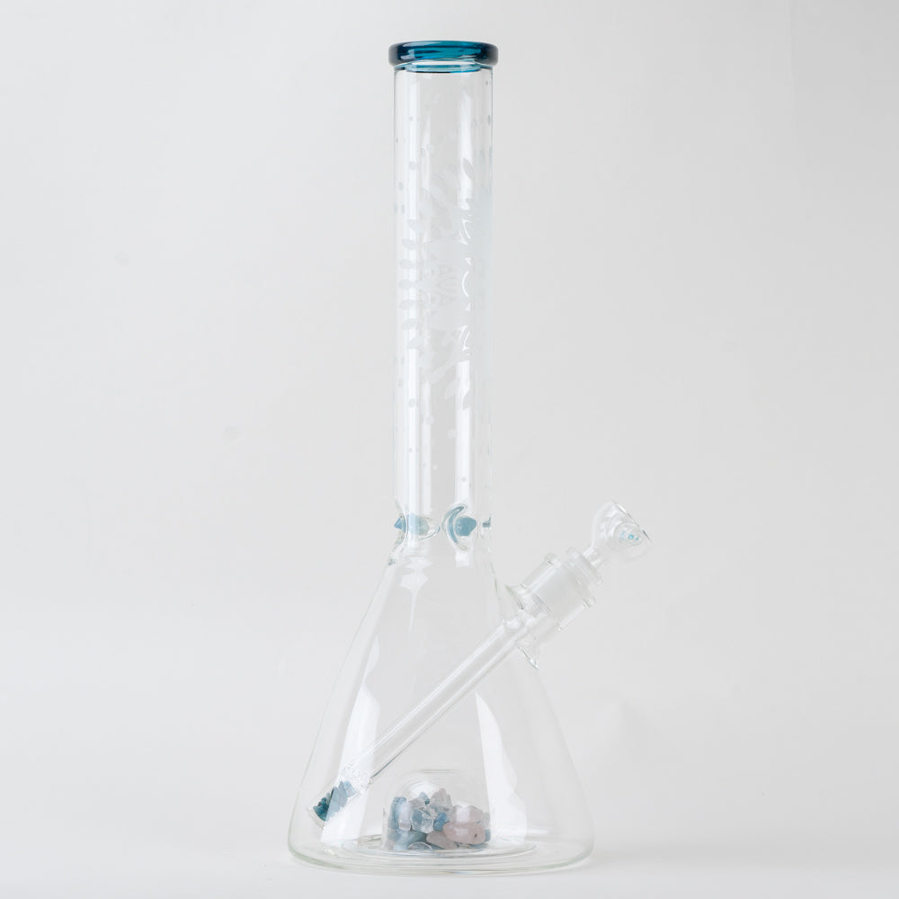 15" Glassfinity Beaker with American Color: North Star Blue Stardust.