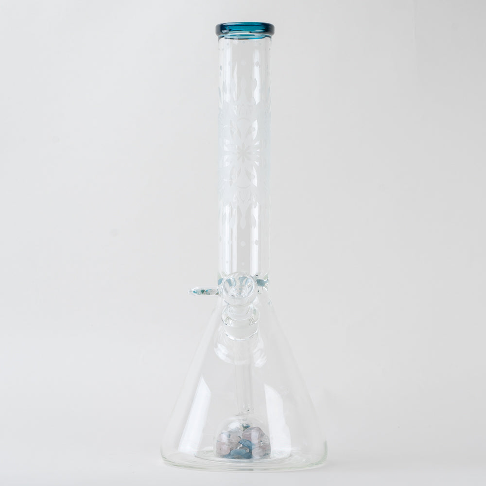 15" Glassfinity Beaker with American Color: North Star Blue Stardust.