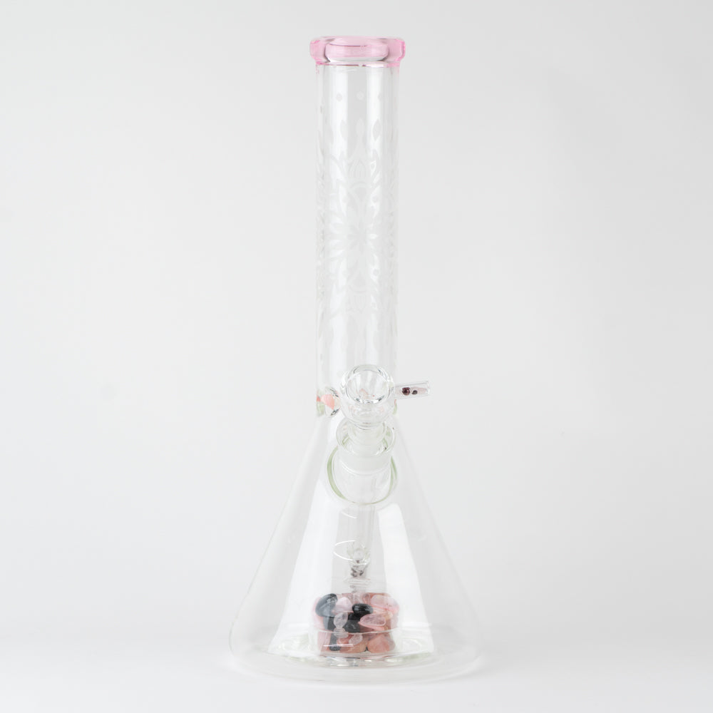 15" Glassfinity Beaker with American Color: North Star pink Stardust.