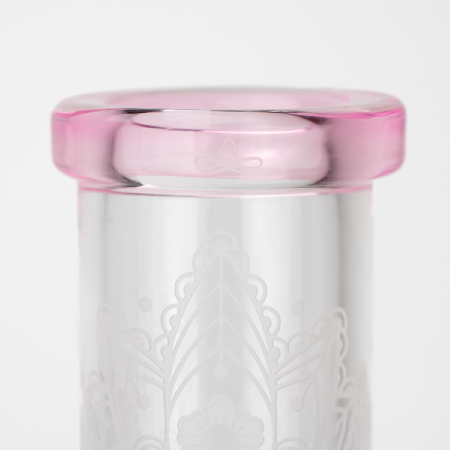 15" Stemless with American Color: Trautman Art Glass - pink Stardust