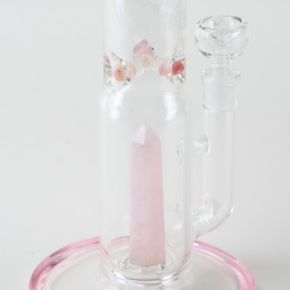 15" Stemless with American Color: Trautman Art Glass - pink Stardust