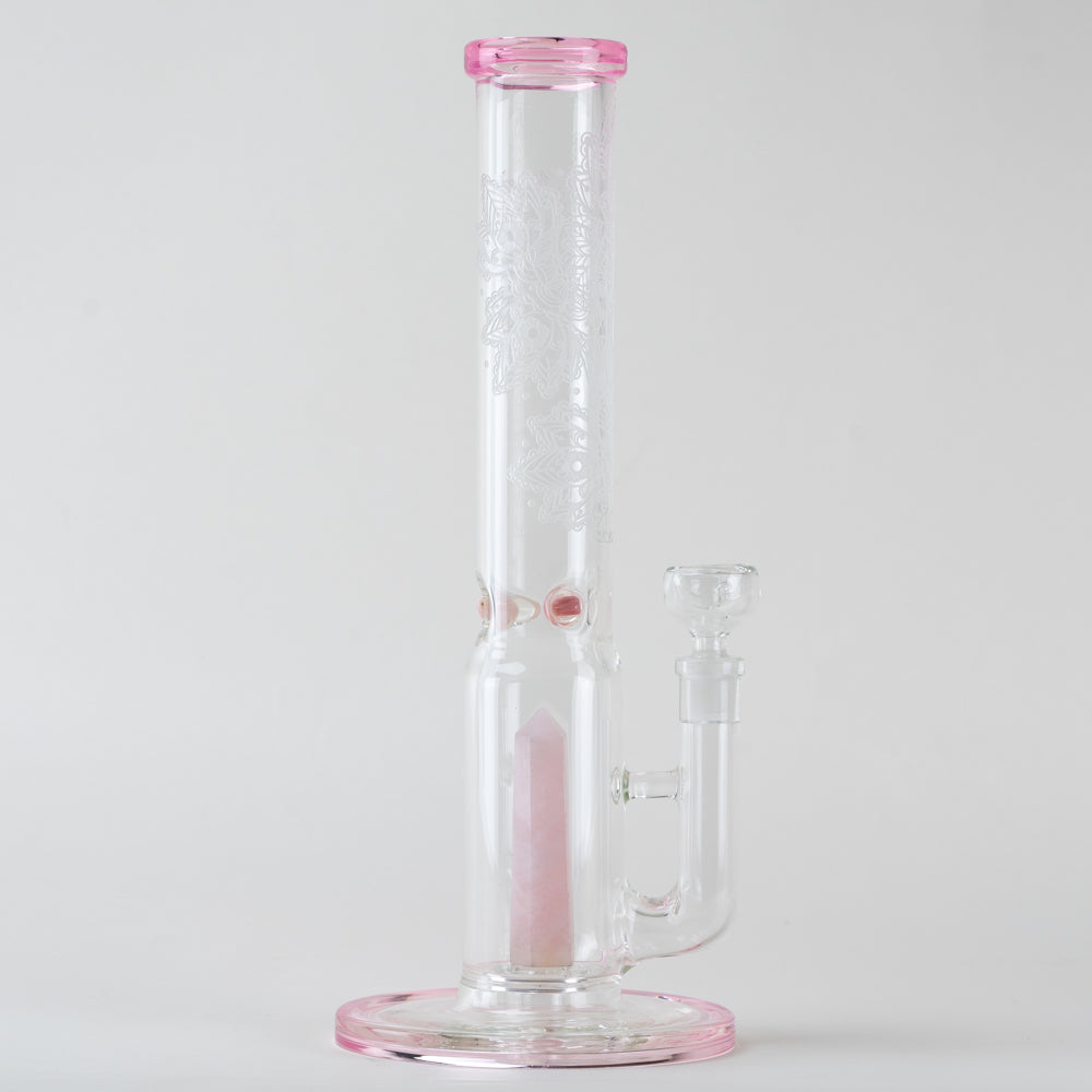 15" Stemless with American Color: Trautman Art Glass - pink Stardust