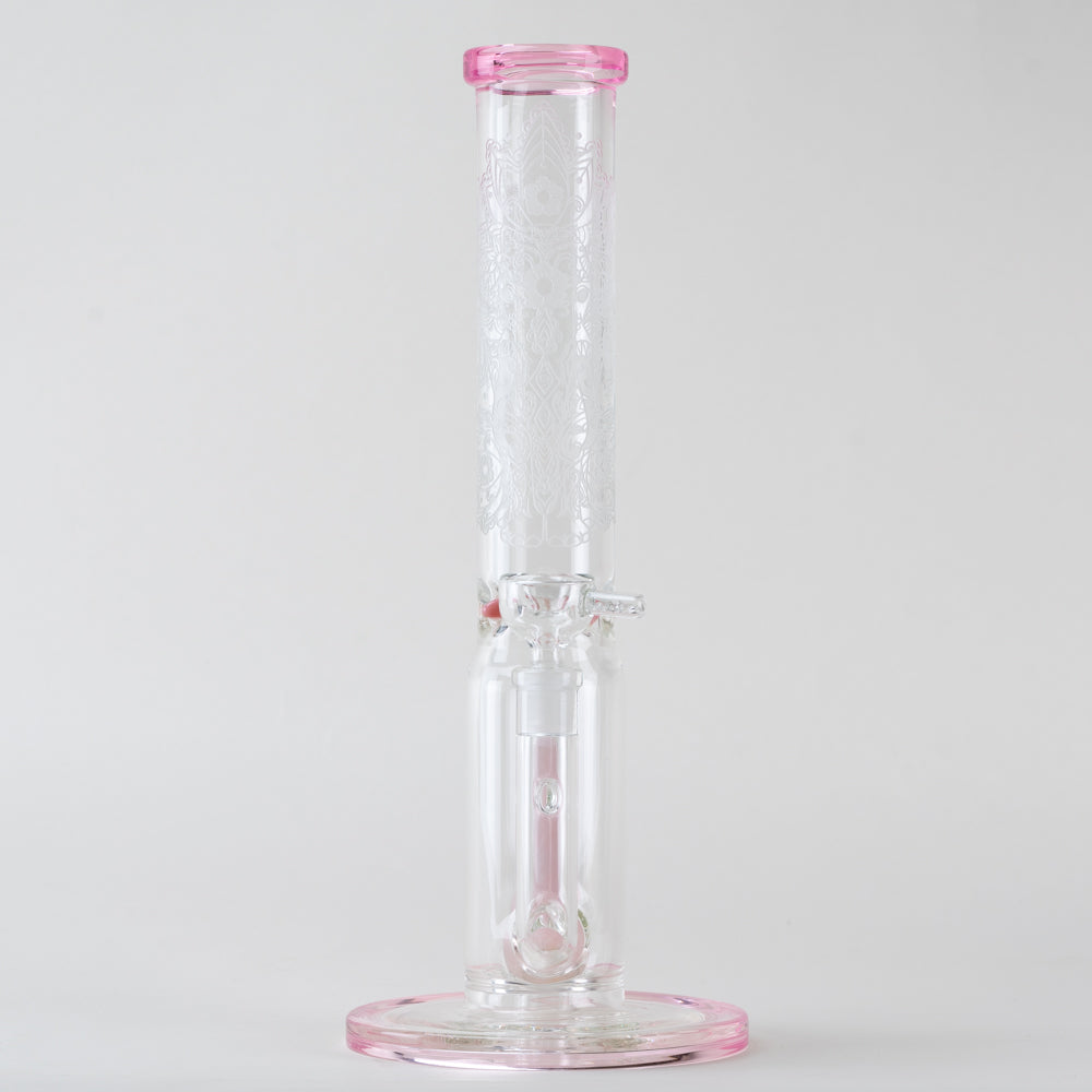 15" Stemless with American Color: Trautman Art Glass - pink Stardust