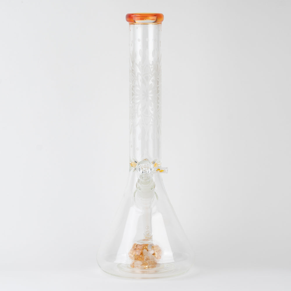 15" Glassfinity Beaker with American Color: North Star yellow Stardust.