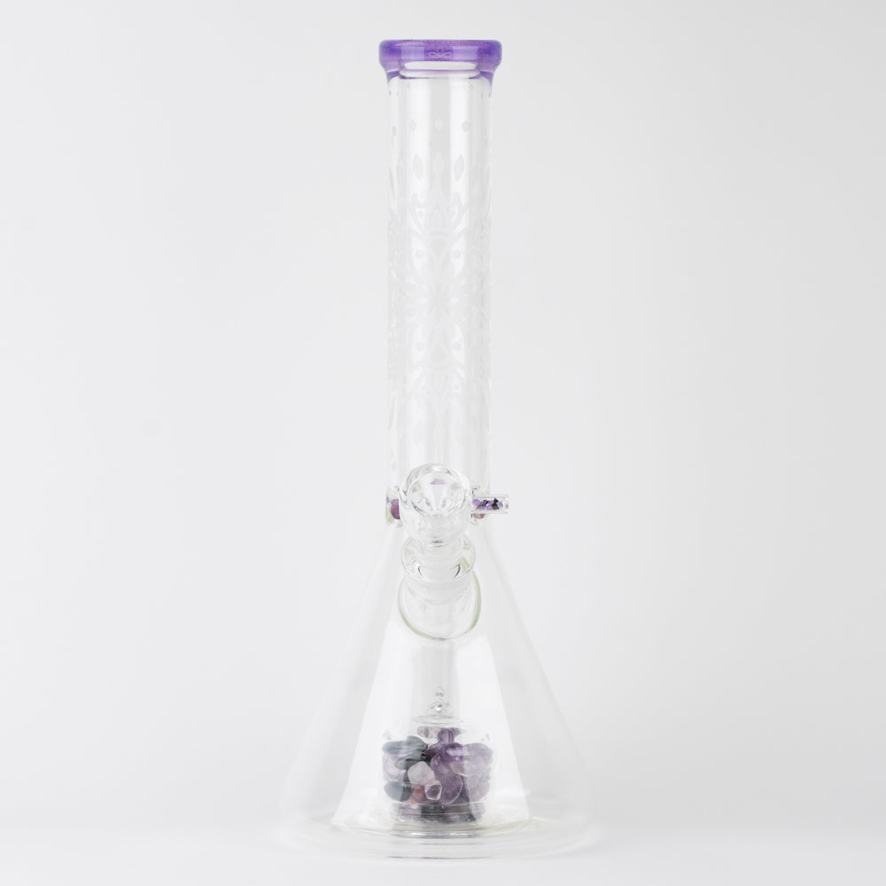 15" Glassfinity Beaker with American Color: North Star purple Stardust.