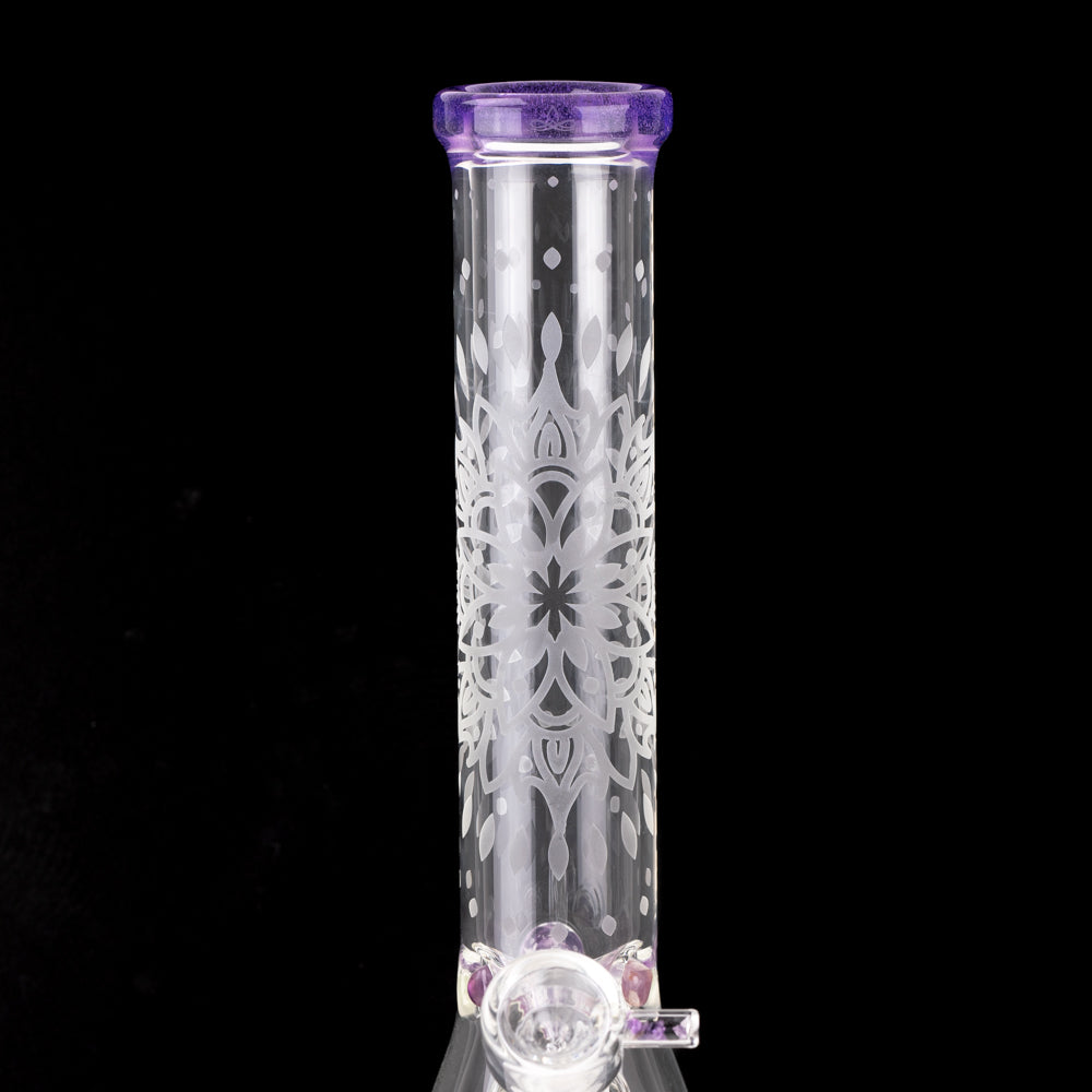 15" Glassfinity Beaker with American Color: North Star purple Stardust.