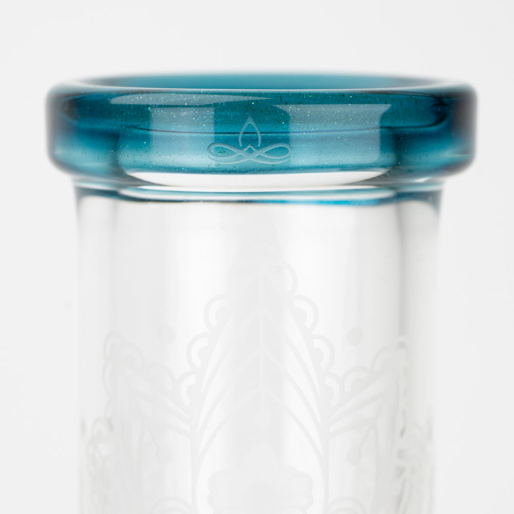 15" Stemless with American Color: Trautman Art Glass - blue Stardust