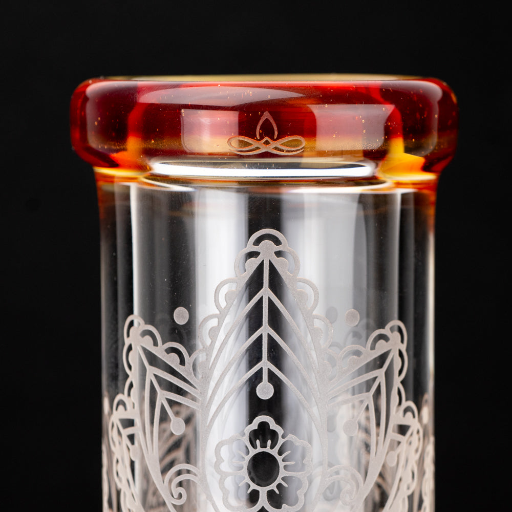 15" Stemless with American Color: Trautman Art Glass - yellow Stardust