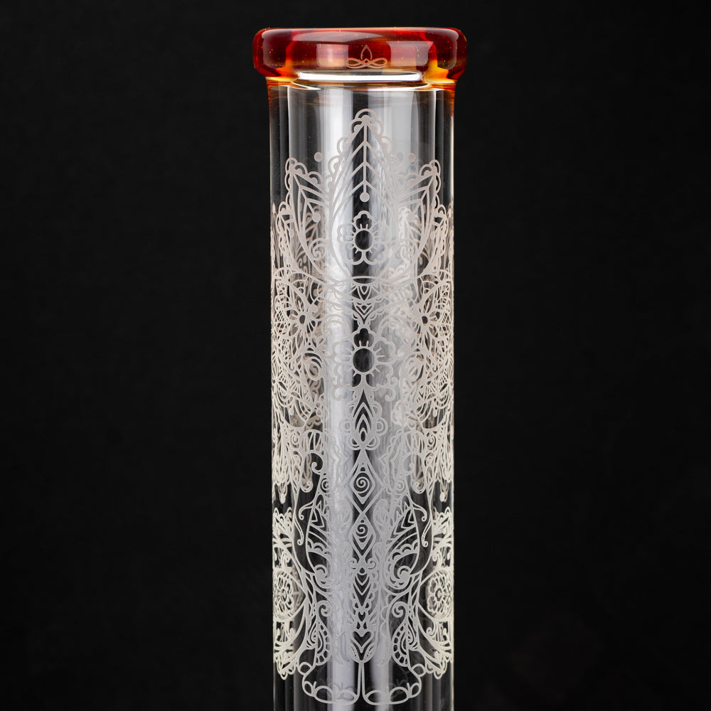 15" Stemless with American Color: Trautman Art Glass - yellow Stardust
