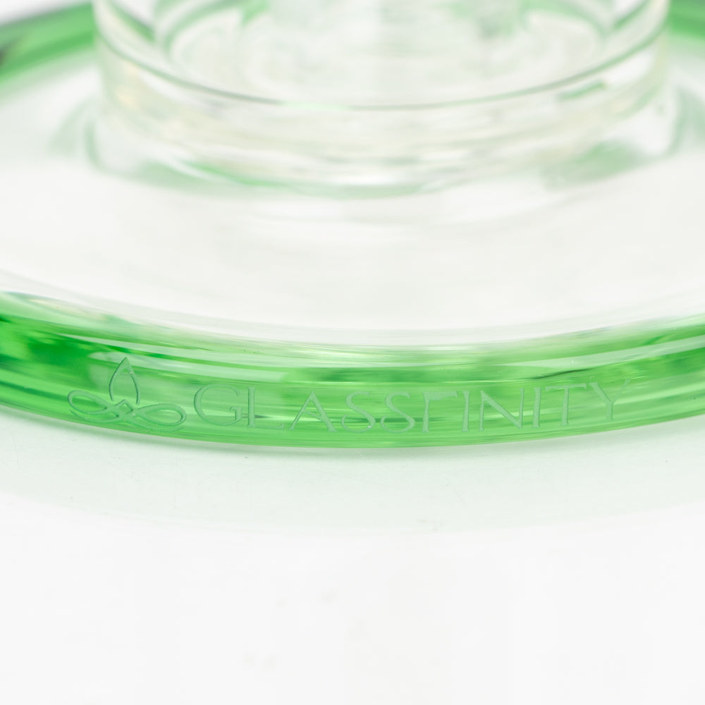 15" Stemless with American Color: Trautman Art Glass - Green Stardust