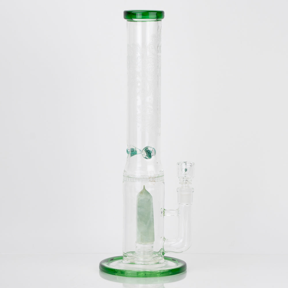 15" Glassfinity Beaker with American Color: North Star green Stardust.