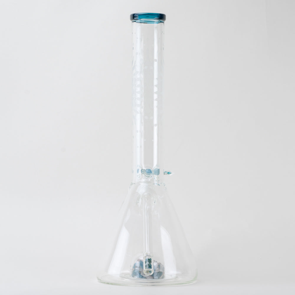 15" Glassfinity Beaker with American Color: North Star Blue Stardust.