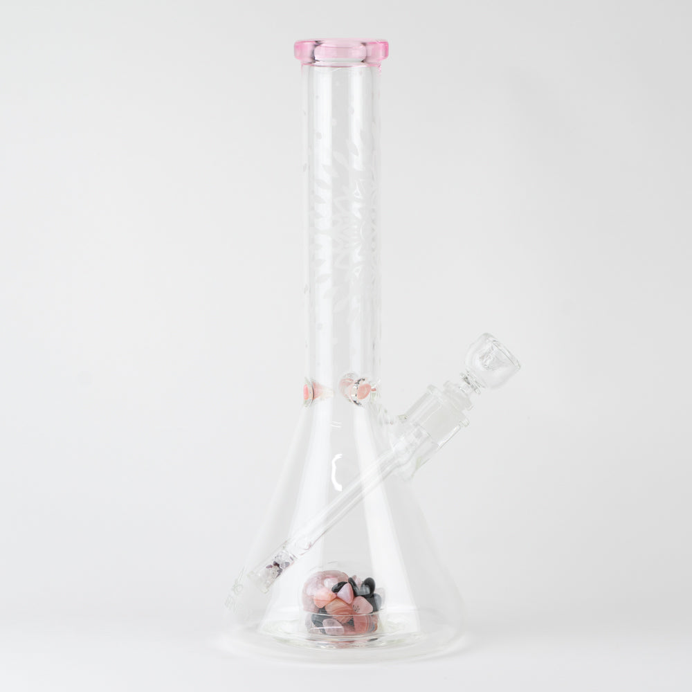 15" Glassfinity Beaker with American Color: North Star pink Stardust.