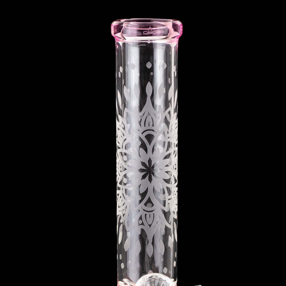 15" Glassfinity Beaker with American Color: North Star pink Stardust.