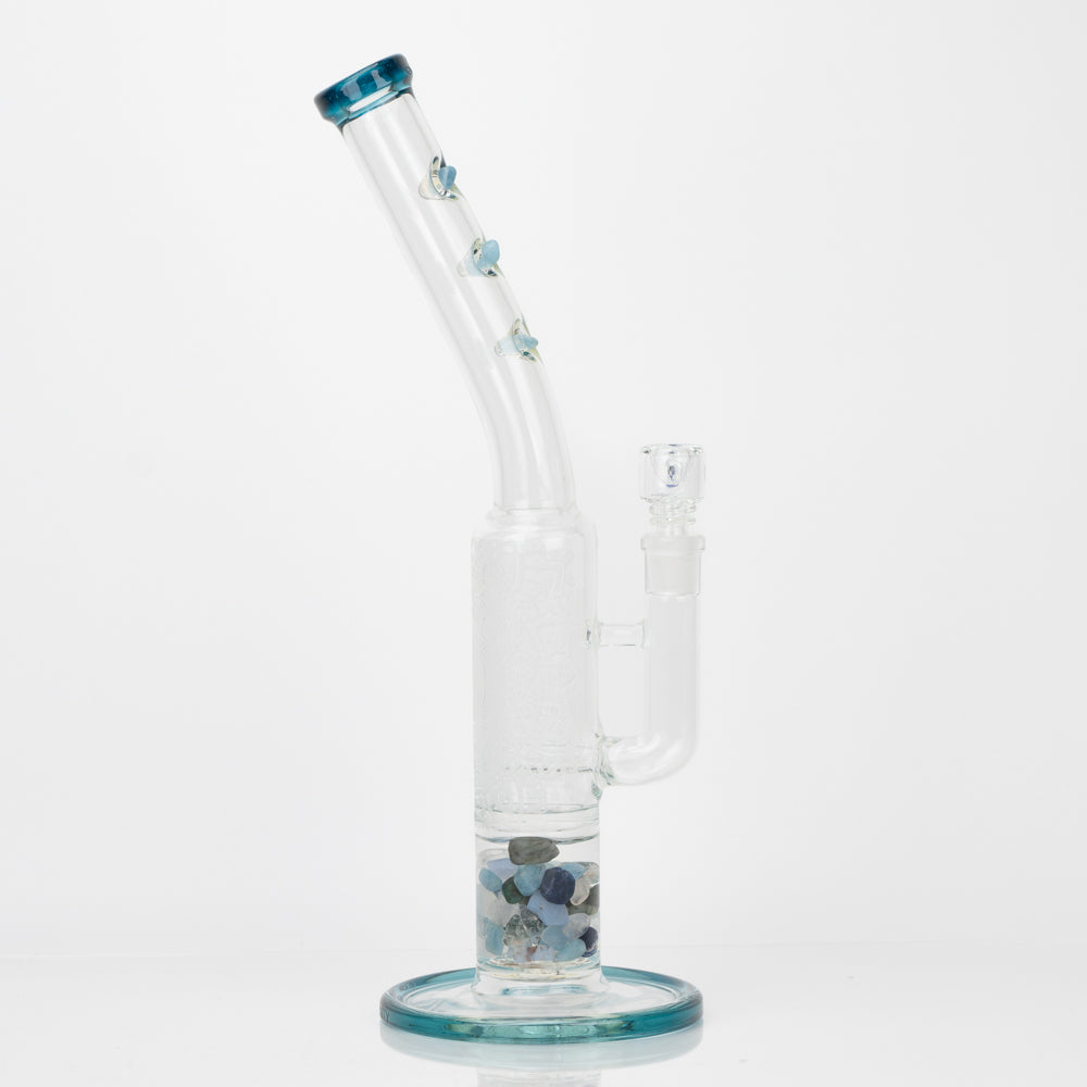 14" Glassfinity Bent Neck or "Sherlock" Rig with American Color: Northstar blue Terps