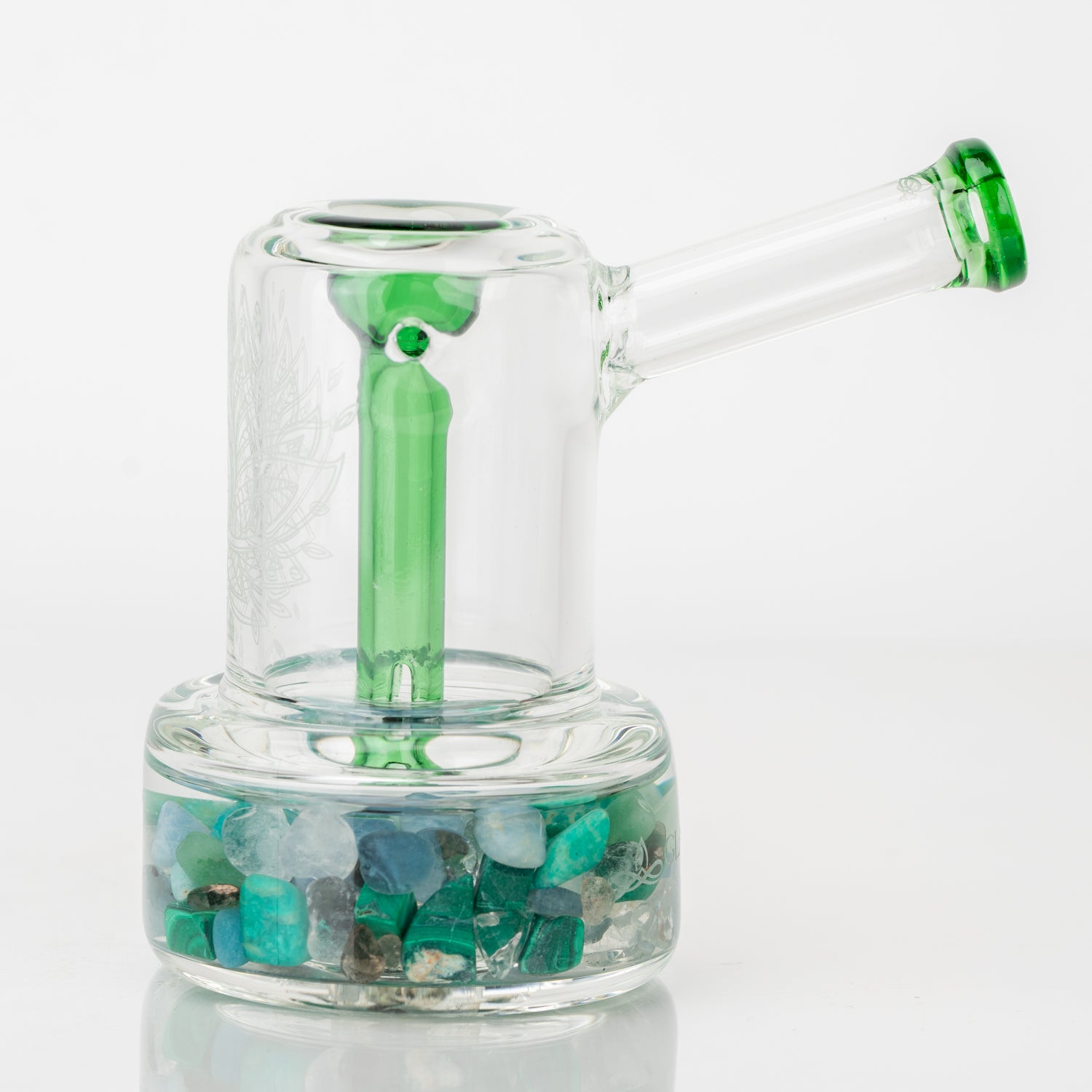 4.5" Glassfinity Bubbler -with American Color: Trautman Art Glass - green Razzle