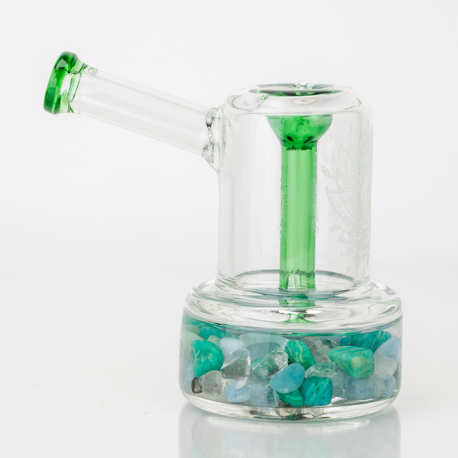 4.5" Glassfinity Bubbler -with American Color: Trautman Art Glass - green Razzle