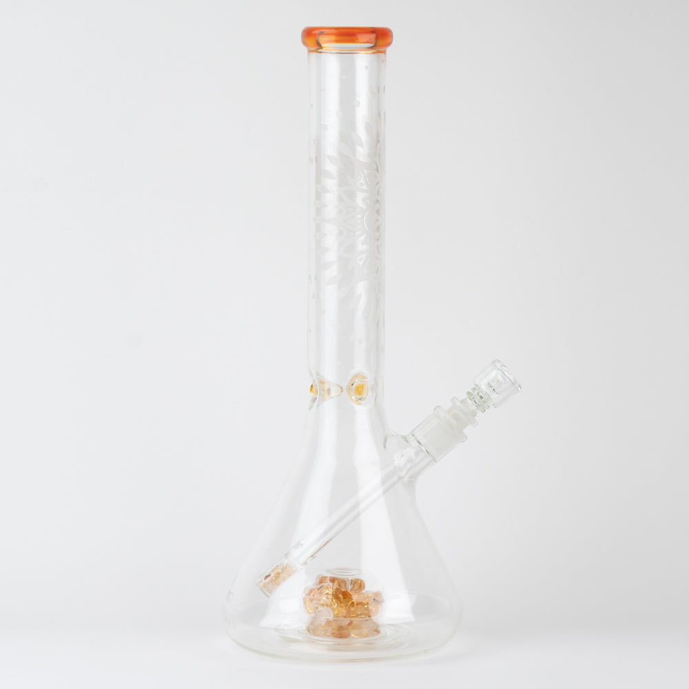 15" Glassfinity Beaker with American Color: North Star yellow Stardust.