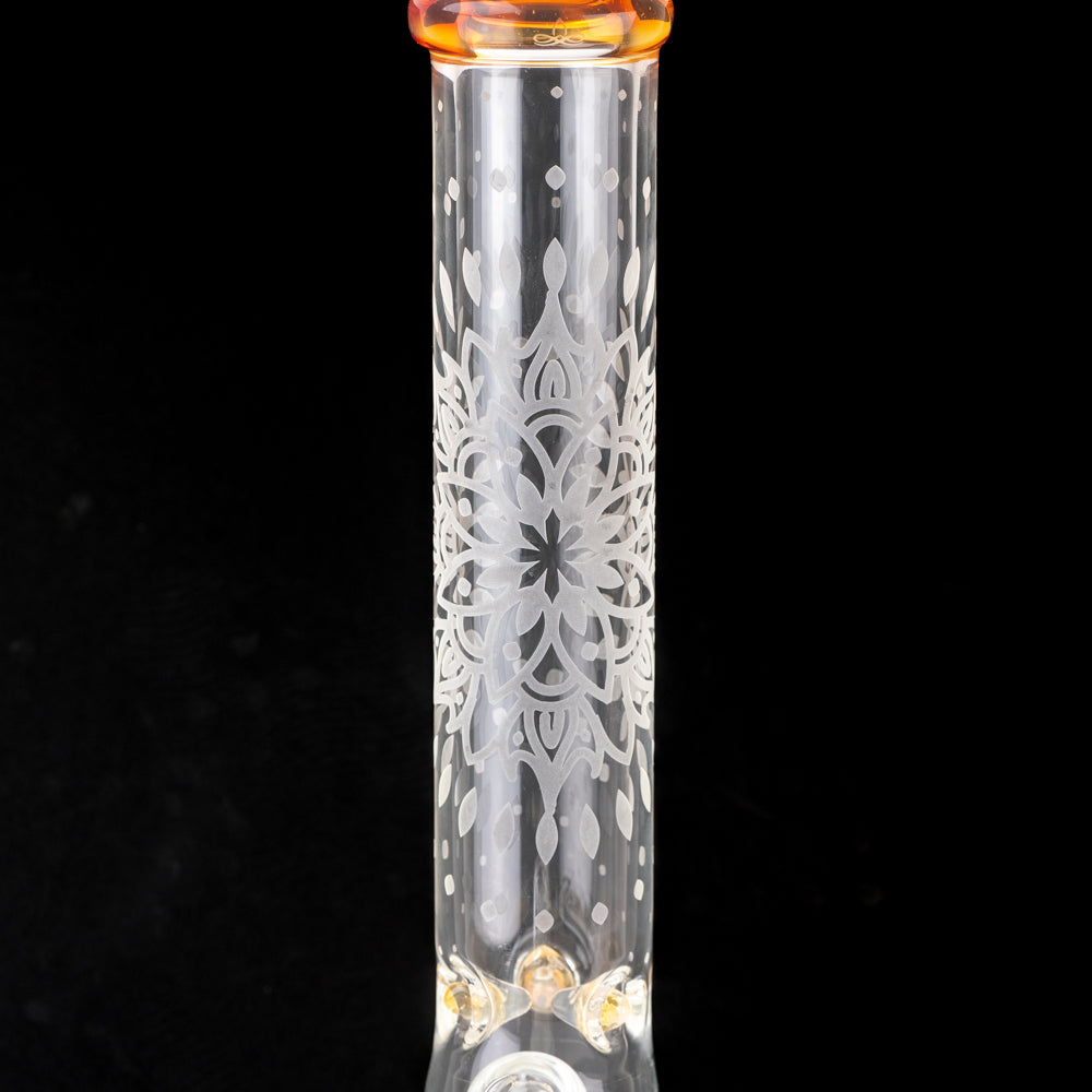 15" Glassfinity Beaker with American Color: North Star yellow Stardust.