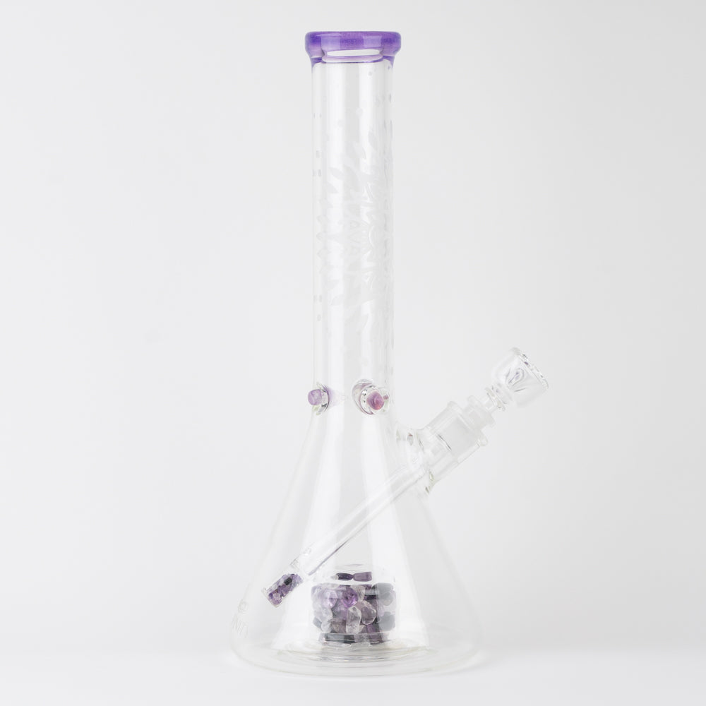 15" Glassfinity Beaker with American Color: North Star purple Stardust.