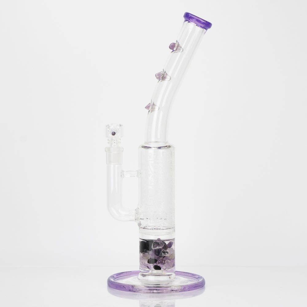 14" Glassfinity Bent Neck or "Sherlock" Rig with American Color: Northstar purple Terps